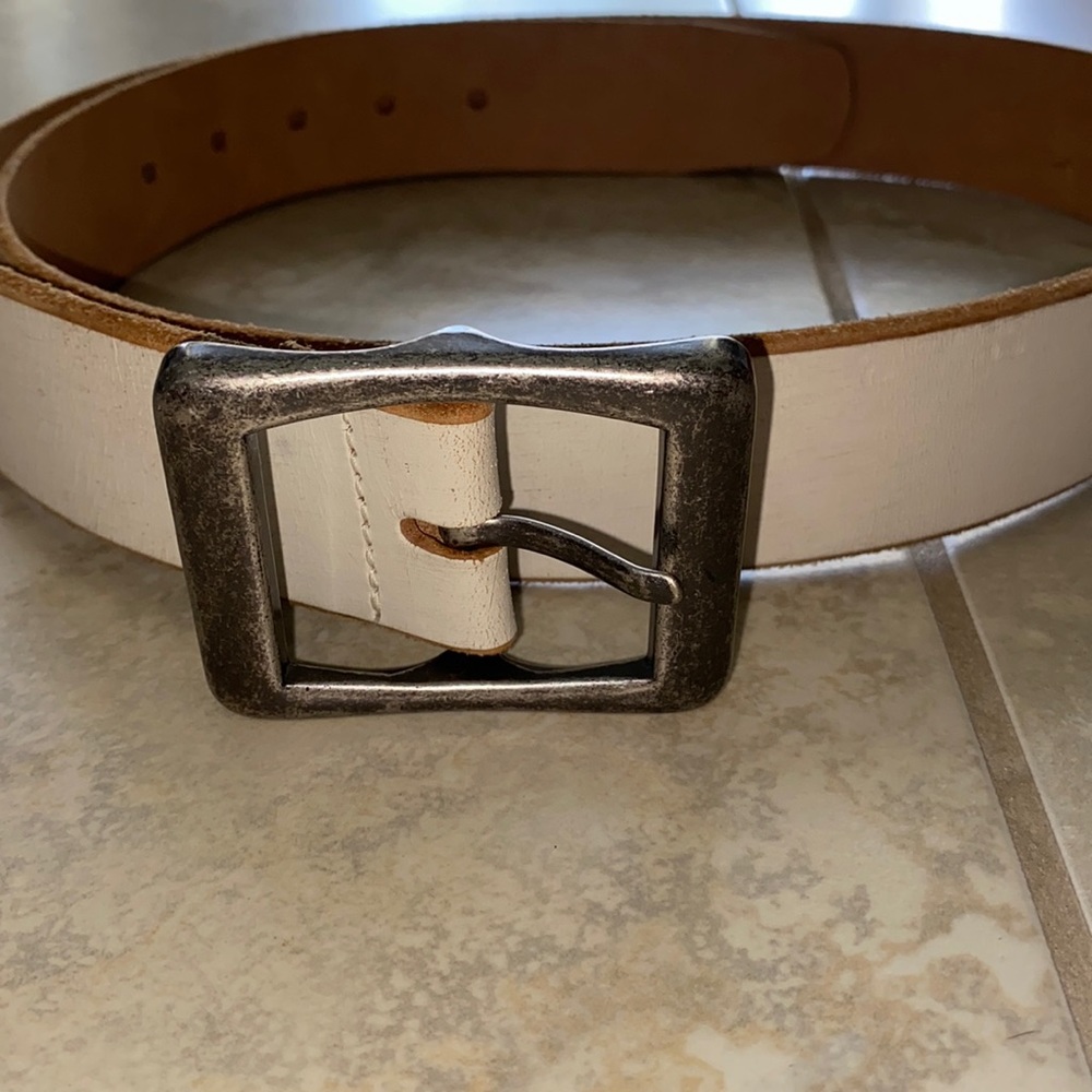 White leather belt